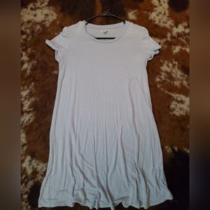 Light blue Summer Dress very light white stripes.